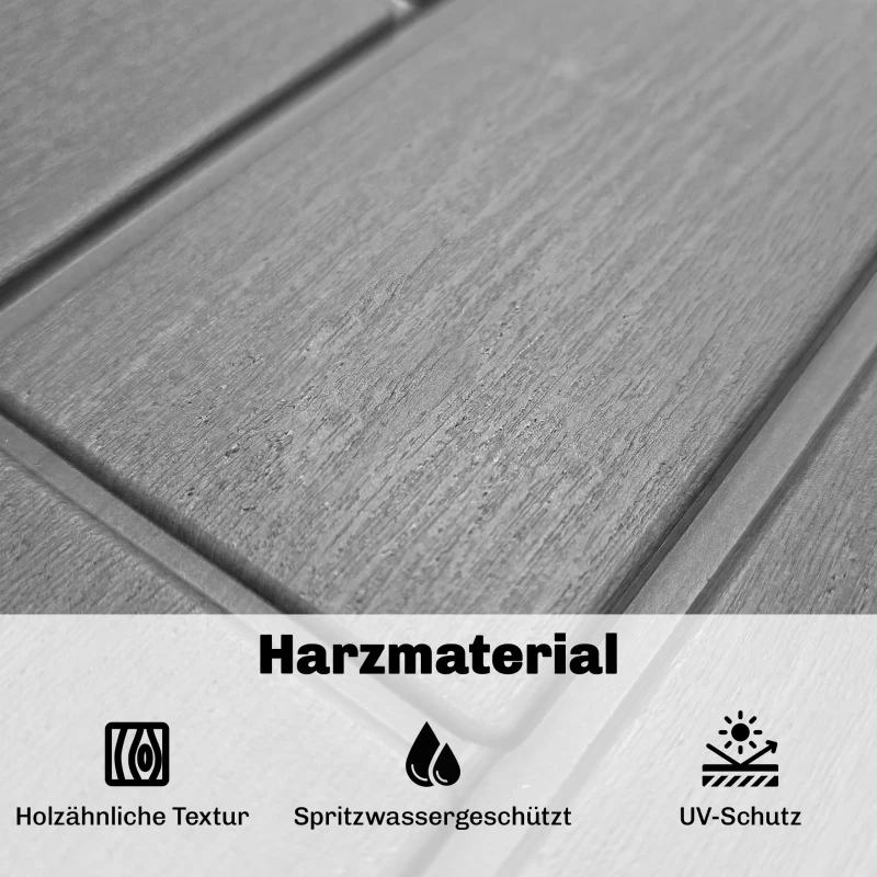 Outsunny Gartenbox 227 Liter Wasserdicht Abschließbar UV-beständig Auflagenbox mit Holzoptik für Garten 106,5x43x54,5cm Grau