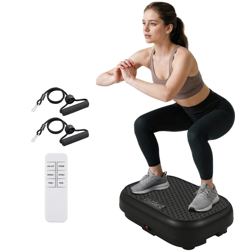 SPORTNOW Vibrationsplatte Rüttelplatte mit 120 Intensitätsstufen 5 Vorprogramm Fernbedienung LED-Display für Muskelaufbau Schwarz