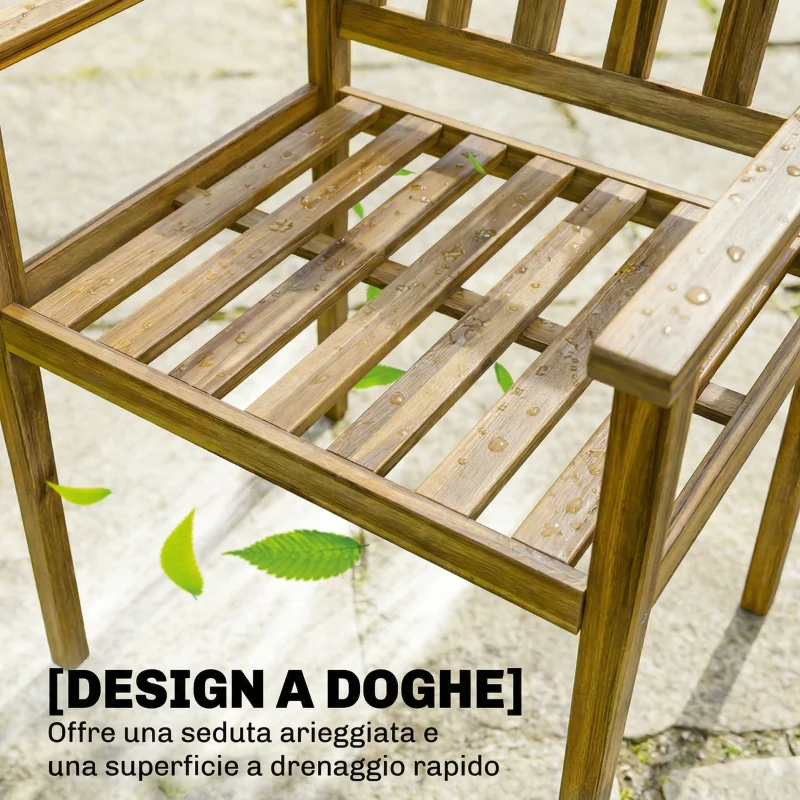 Outsunny Set da Pranzo da Giardino 5 Pezzi, Tavolo e Sedie per 4 Persone, Teak