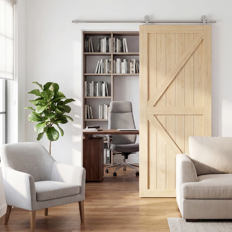 HOMCOM 152CM Quincaillerie porte coulissante de grange, rail porte coulissante de 76 cm de large, épaisseur 30 mm, argenté