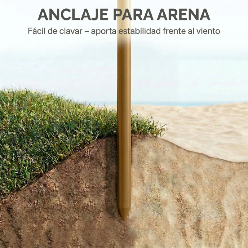 Outsunny Sombrilla de Playa con Flecos de Paja Ø178 cm con Inclinación Altura Ajustable UV50+ Bolsa de Transporte Marrón Claro