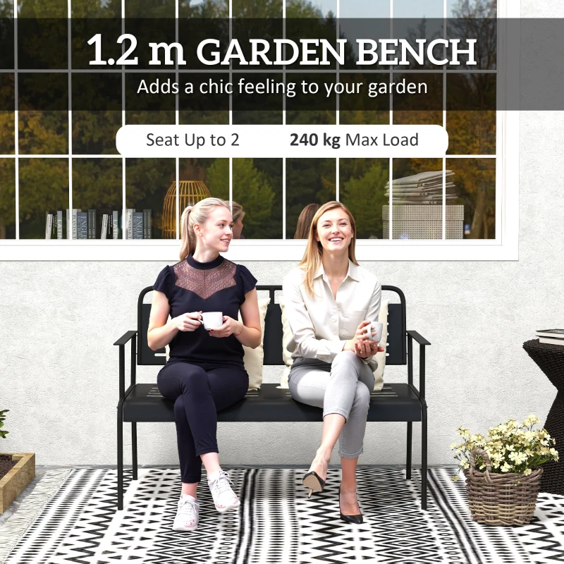 Ławka ogrodowa 2-osobowa, wodoodporna, odporna na warunki atmosferyczne