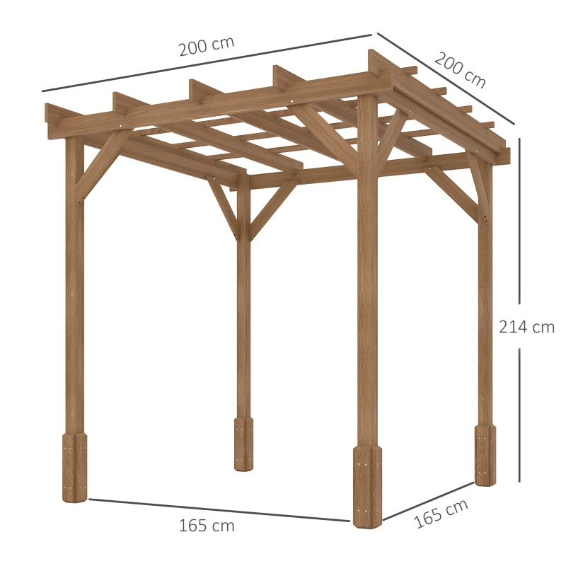 Outsunny 2 x 2 m Wooden Pergola Kit, Decorative Garden Gazebo Shelter with Stable Structure for Climbing Vines, Flowers, Dark Brown