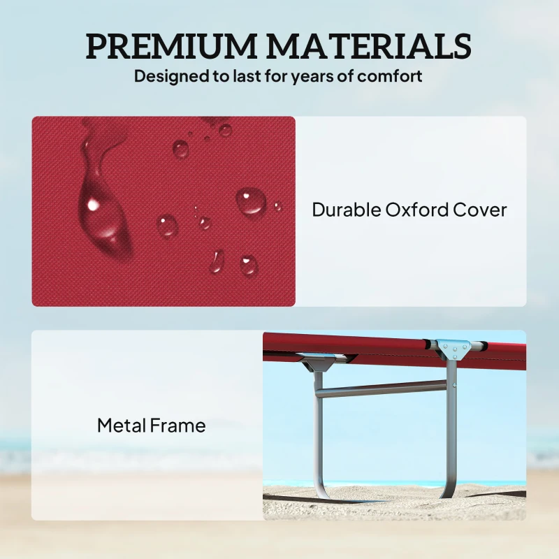 Outsunny Outdoor Foldable Sun Lounger Set of 2, 4 Level Adjustable Backrest Reclining Sun Lounger Chair with Angle