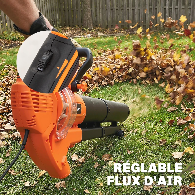 Outsunny Aspirateur-souffleur de feuilles filaire 3000w 3-en-1 avec fonction broyage, sac de collecte 40l, 4 roues, vert