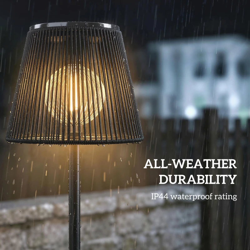 Outsunny Outdoor Solar Floor Lamp, Adjustable Height Rechargeable Floor Lamp IP44 Waterproof