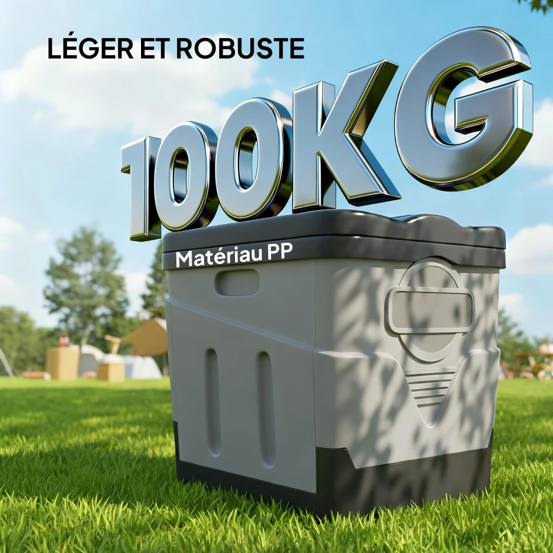 Outsunny Toilette Portable Camping pliable Toilette de camping pour Hommes et Femmes avec 12 packs d'agent 34x29x30 cm gris