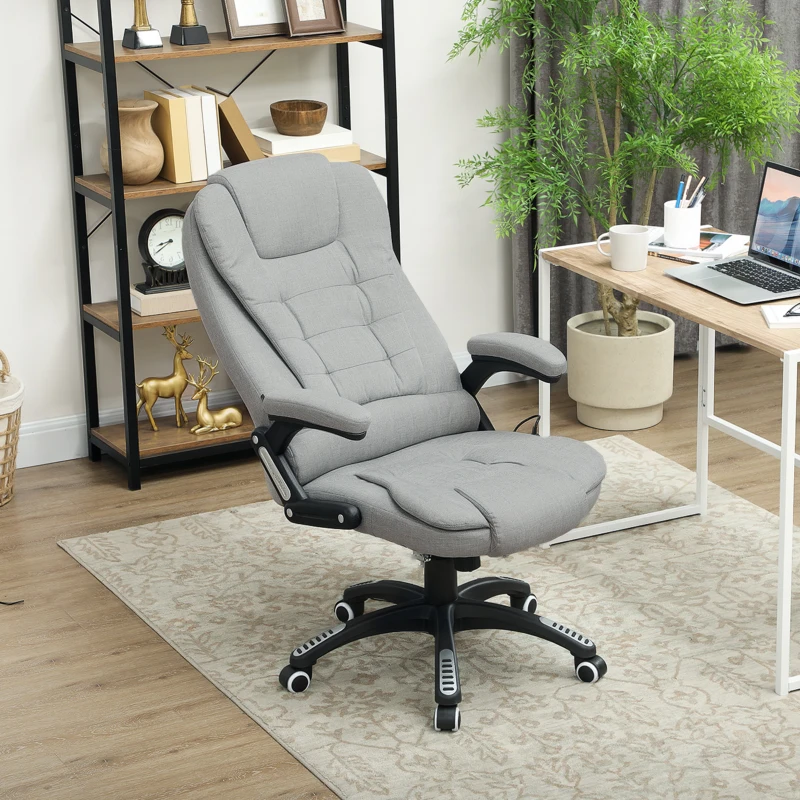 Vinsetto Fauteuil de bureau massant et chauffant chaise de bureau avec hauteur réglable dossier inclinable et télécommande gris