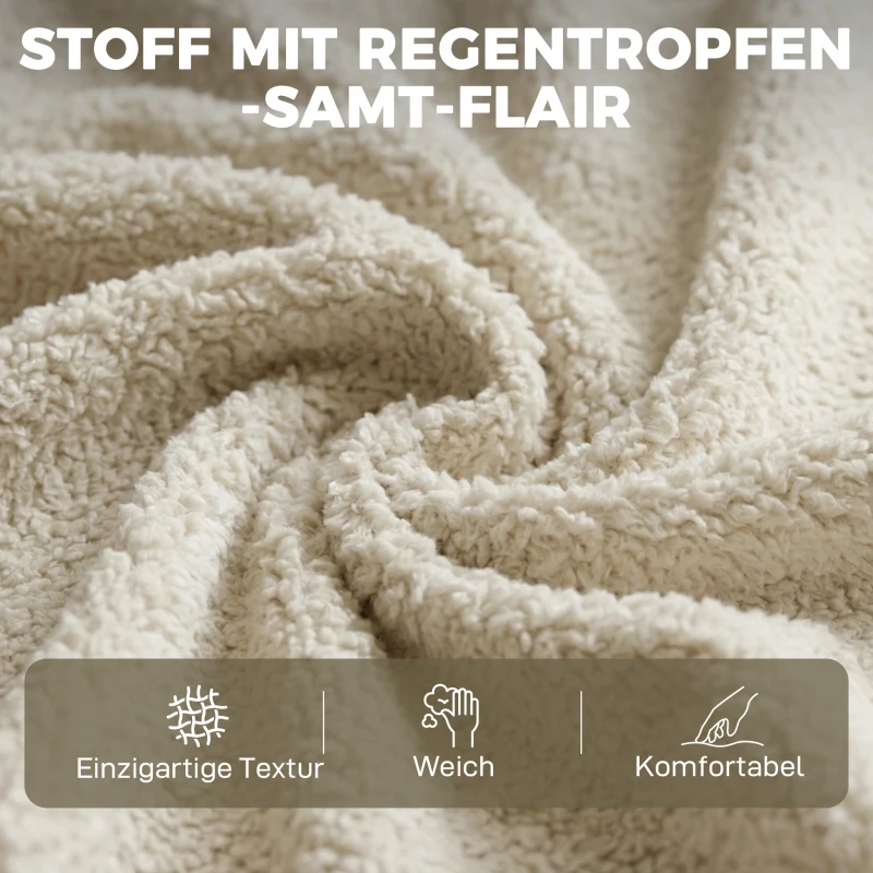 HOMCOM Ecksofa mit umkehrbarer Chaiselongue, 3-Sitzer Sofa mit Samtoptik, breite und tiefe Sitzfläche, Federkissen, Beige