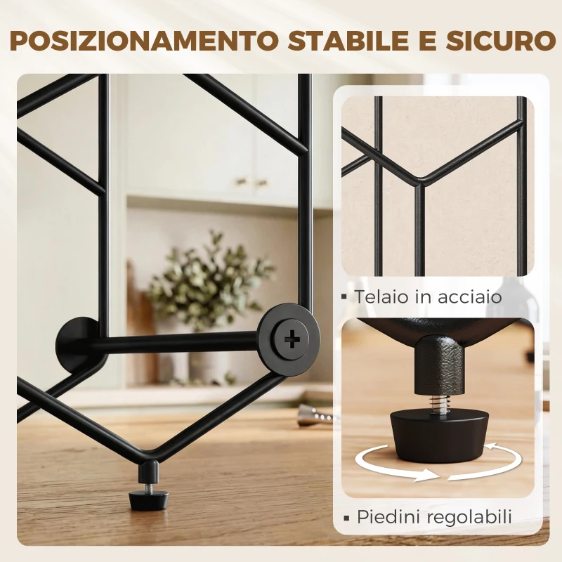 HOMCOM Portabottiglie Design Geometrico a Nido d'Ape, Nero