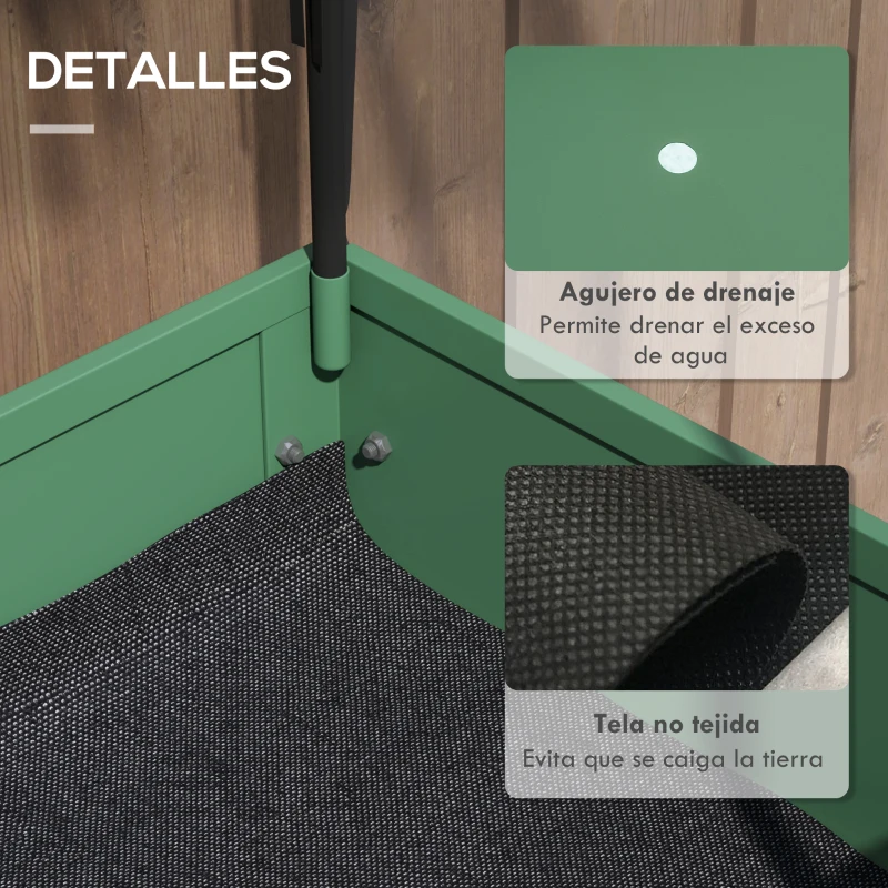 Outsunny Huerto Urbano Elevado con Ruedas Cubierta de Invernadero y Estante Inferior para Cultivo Plantas 80x40x120 cm Verde