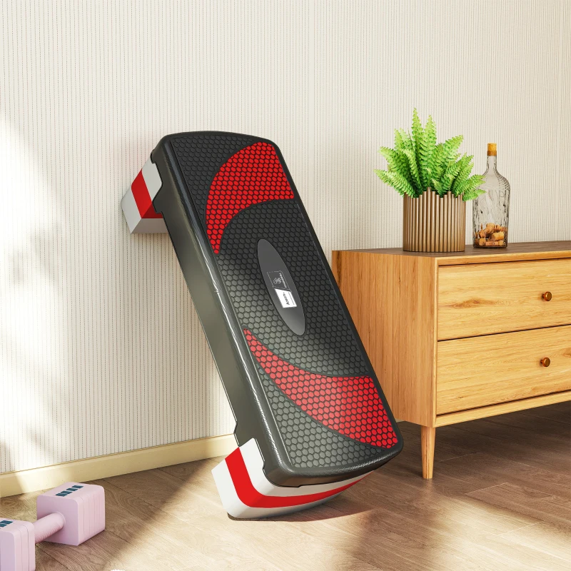 Stepper Fitness Aerobic - Aosom.fr x FFHandball - hauteur reglable surface antiderapante 80 x 31 x 20 cm noir gris clair