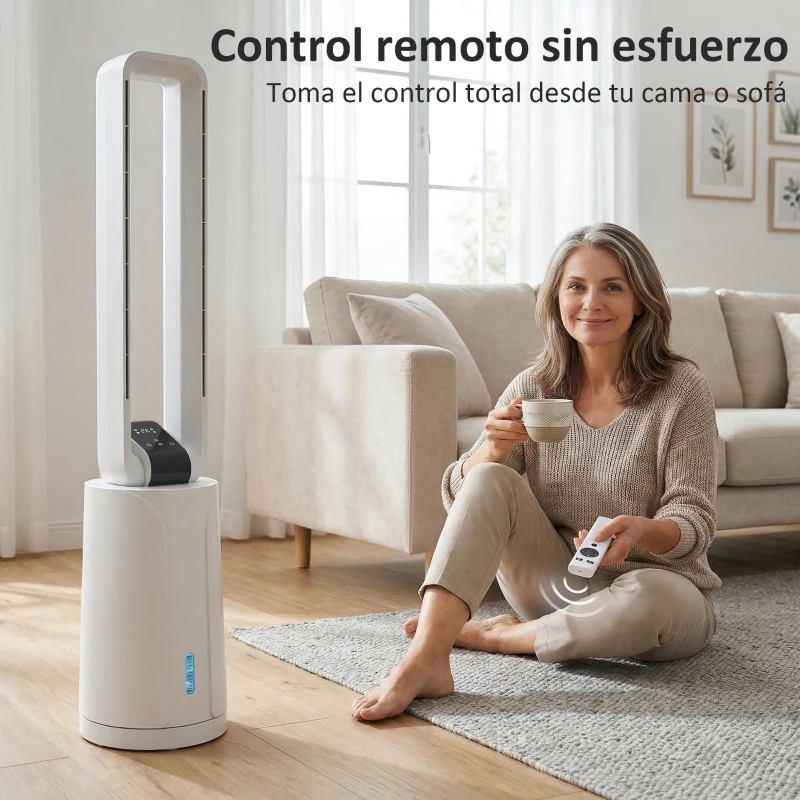 HOMCOM Enfriador de Aire 3 en 1 con Depósito de 1,7L Modos Ajustables Temporizador Control Remoto 24,7x24,7x109,5 cm Blanco