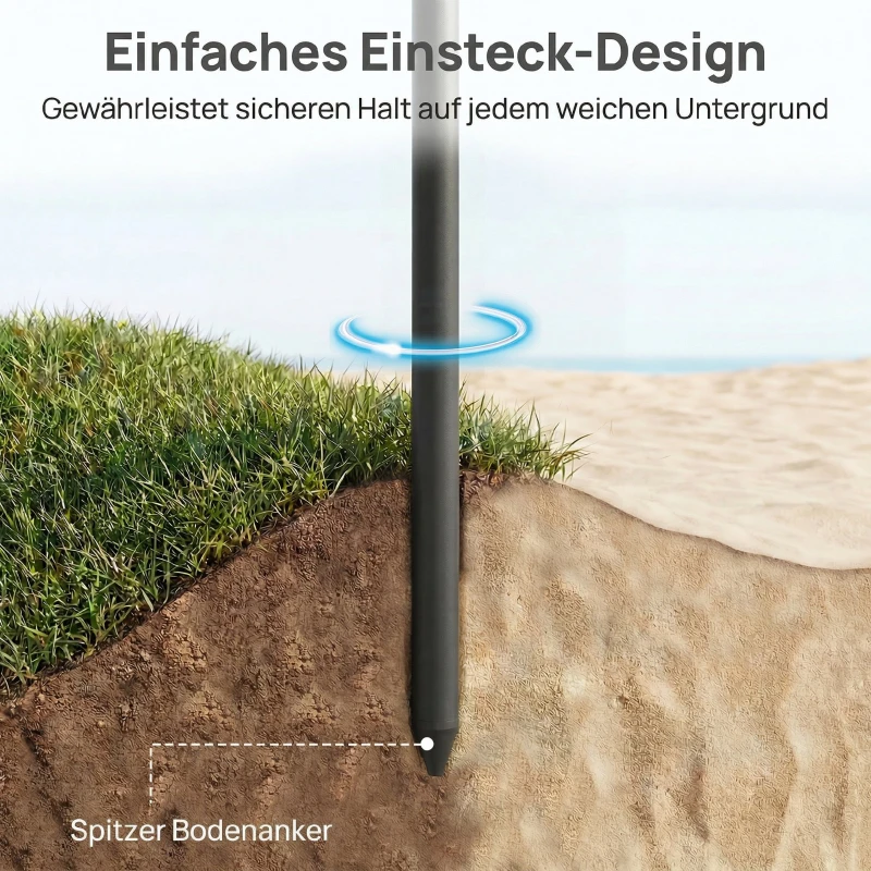 Outsunny Sonnenschirm Strand Ø150 cm wasserabweisend faltbar Strandschirm mit Sandanker verstellbarer Neigung Tragetasche Beige