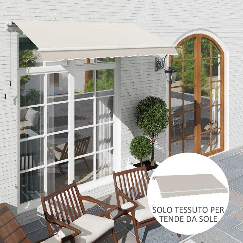 Outsunny Telo di Ricambio per Tenda Parasole Retrattile 3x2.5 m in Poliestere Anti UV 50+ Verde