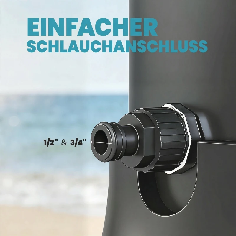 Outsunny Solardusche 40L Gartendusche mit Handbrause Kopfbrause Wasserhahn, einstellbarer Temperatur