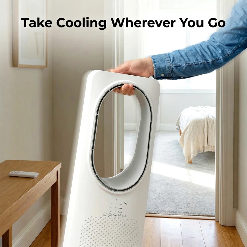 HOMCOM Bladeless Tower Fan for Bedroom, 36dB Standing Cooling Fan with Oscillating, 3 Speeds, 3 Modes, 15H Timer, White