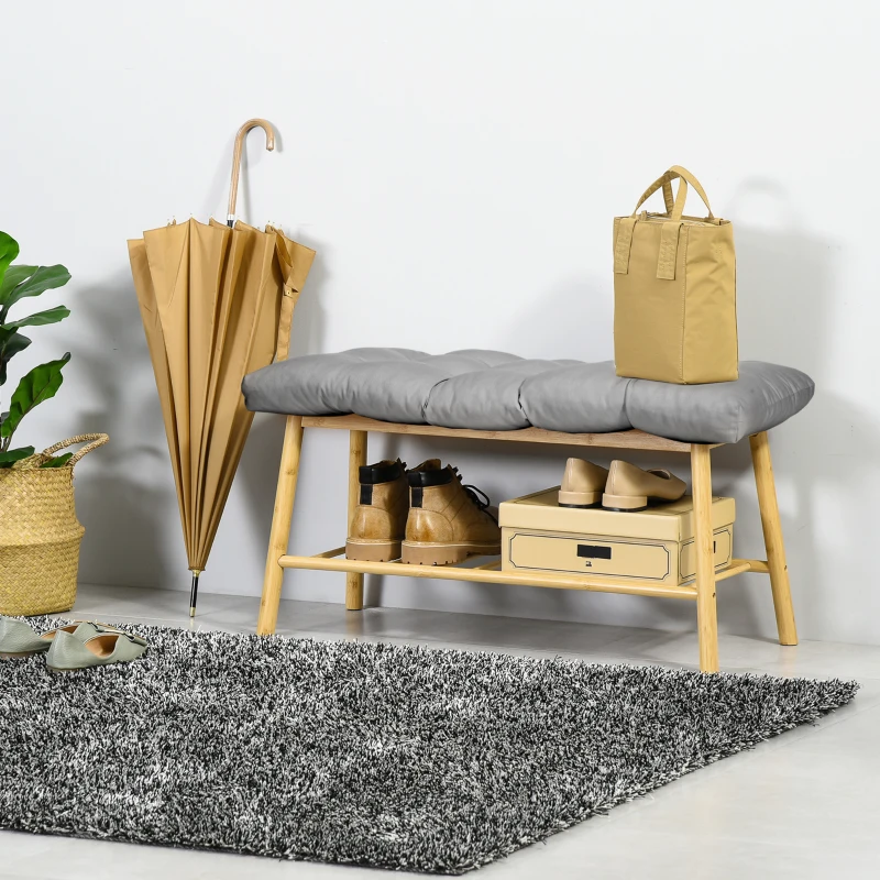 Outsunny Cojín para Banco de 2 Plazas para Interior y Exterior con 8 Puntadas para Sillas Sofás 110x48x8 cm Gris