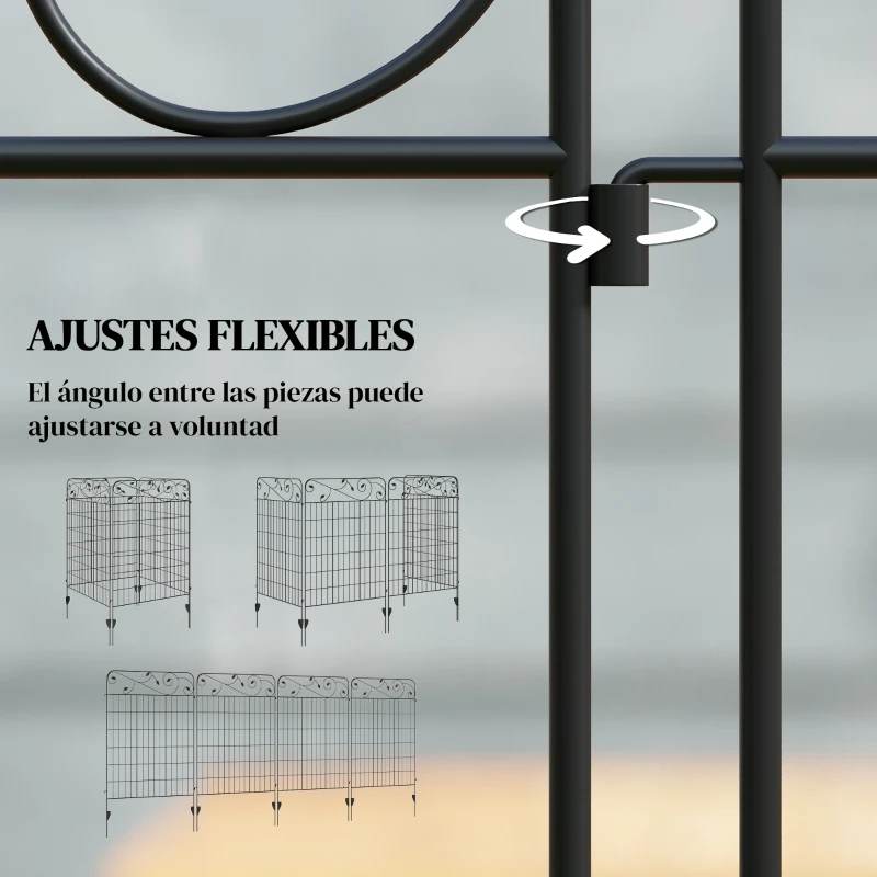 Outsunny Valla de Jardín Exterior de 4 Paneles 88x110 cm Vallas Decorativas con Ángulo Ajustable Negro