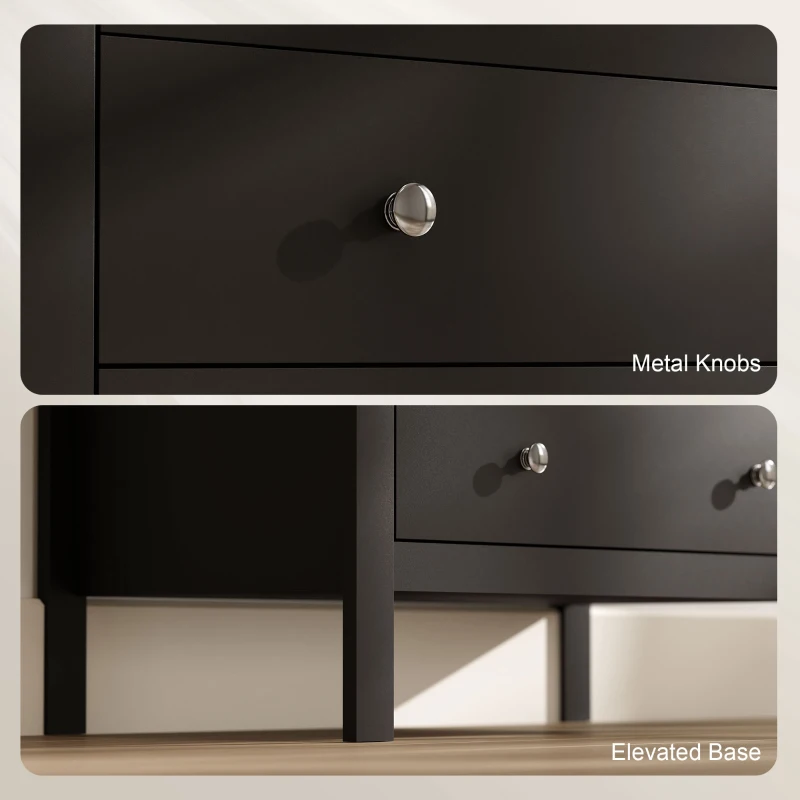 HOMCOM 5 Drawer Dresser for Bedroom, Modern Chest of Drawers, Wide Storage Unit for Living Room, Hallway, Black