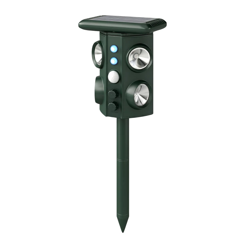 Outsunny Repelente Solar Ultrassônico para Gatos 5 Modos Sensor PIR Clarão LED