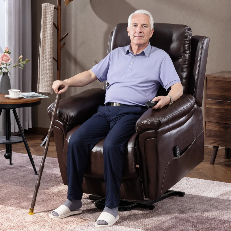 HOMCOM Power Lift Recliner Chair with Vibration Massage, Heat, USB - Brown