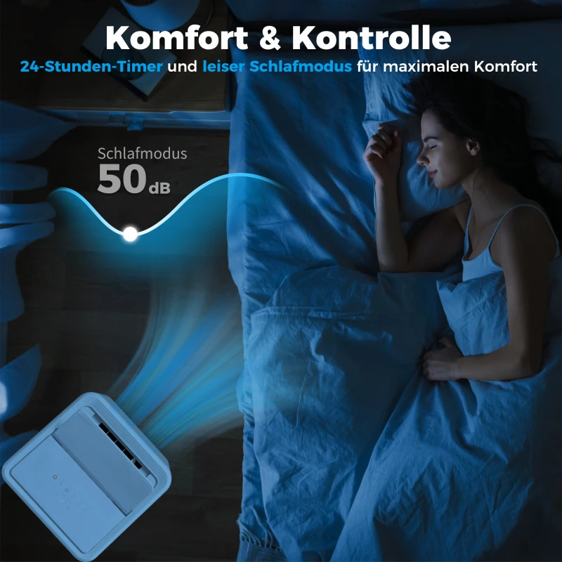 HOMCOM Mobiles Klimagerät mit Abluftschlauch 12.000 BTU 3,5 kW, 5-in-1, 24h-Timer, Fernbedienung bis 35㎡