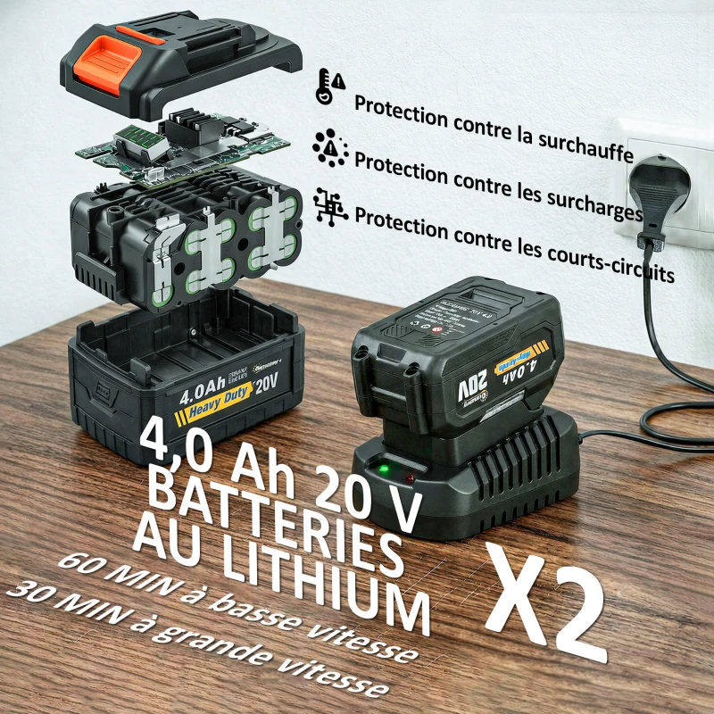 Outsunny Souffleur de Feuilles sans Fil avec Moteur Brushless 900W Batterie 36v (2x4,0Ah) Puissant 15,2 m³/min Orange et Noir