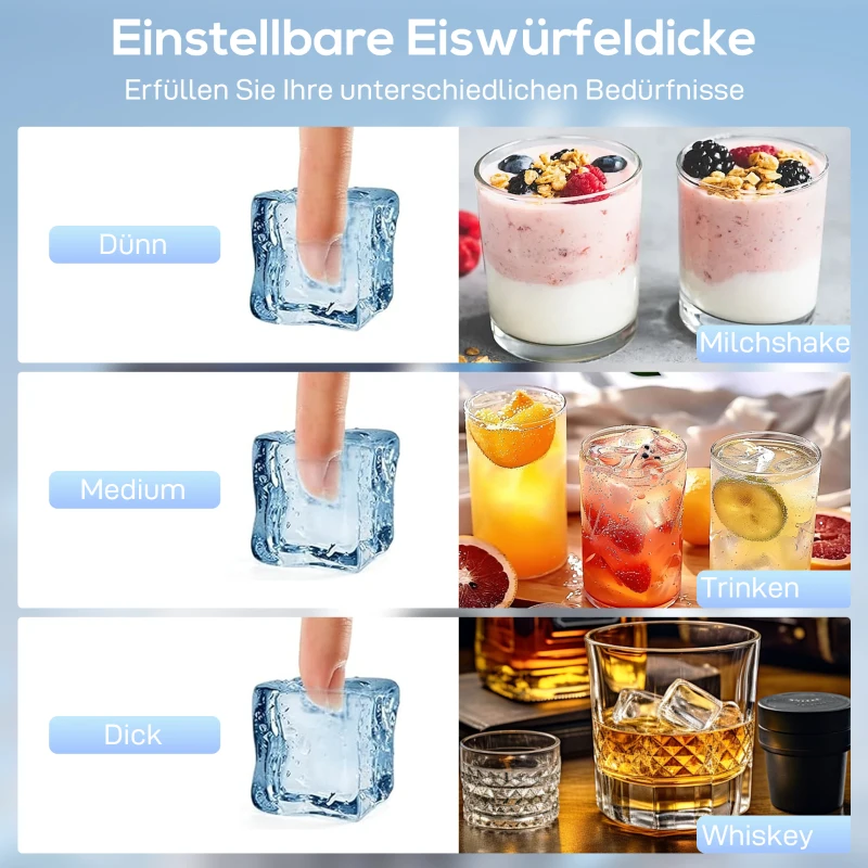 HOMCOM Gewerbliche Eismaschine, 45 kg/24 Std., Edelstahl, Unterbau oder freistehend, Silber