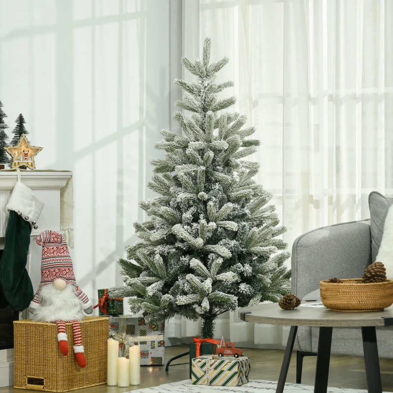 HOMCOM Sapin de Noël Artificiel enneigé Ø 90 x 150H cm 521 Branches épines Imitation Nordmann Grand réalisme