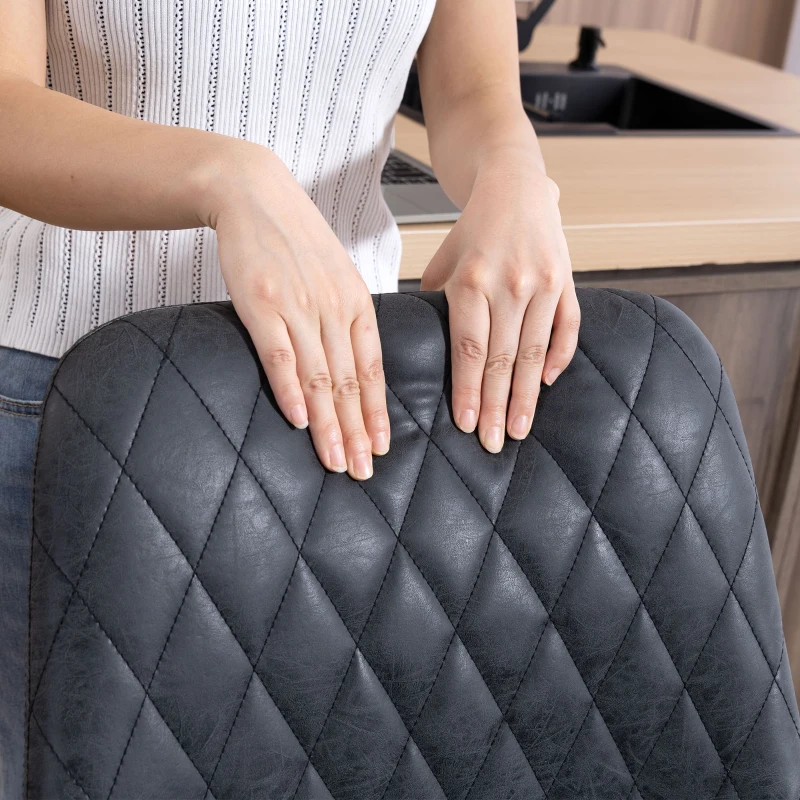 HOMCOM Set of Two Faux Leather Retro Bar Stools - Black