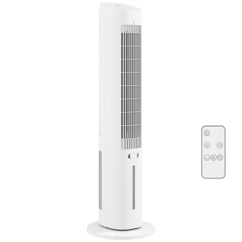 HOMCOM Refroidisseur d'air colonne 3 en 1 refroidisseur humidificateur ventilateur, oscillation 48°, 3 vitesses 3 modes, blanc