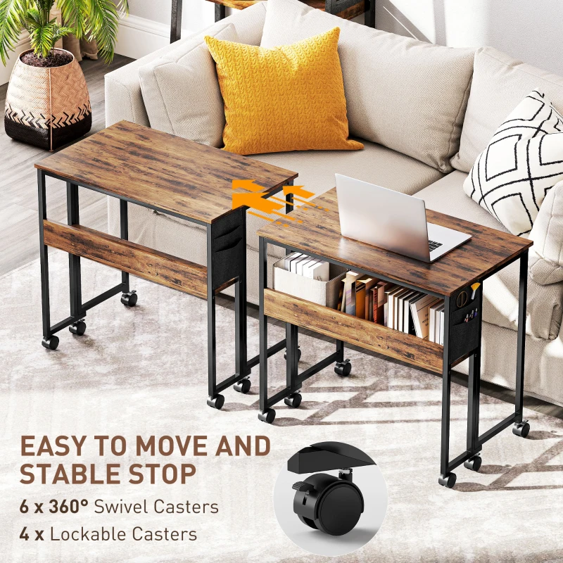 HOMCOM 80 cm Drop Leaf Writing Work Desk - Rustic Brown