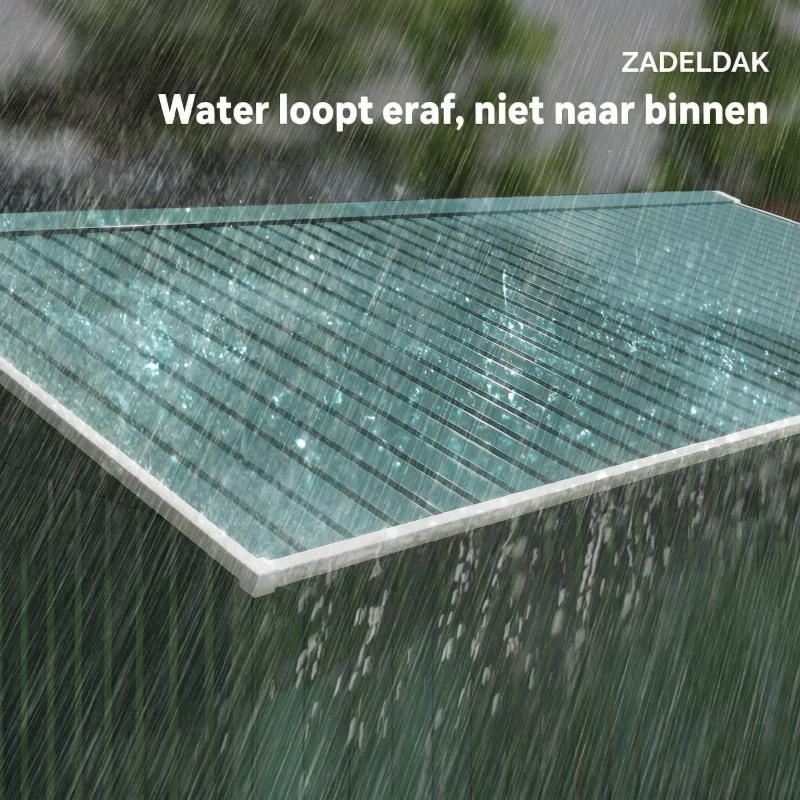 Outsunny Tuinschuur, Weerbestendig Tuinhuis voor Tuingereedschap, met Ventilatieramen, Schuifdeuren, Staal, Donkergroen(m-7)