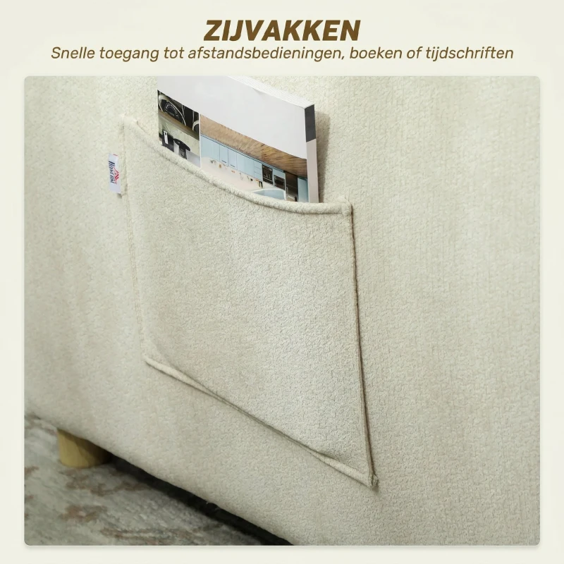 HOMCOM Slaapfauteuil 3-in-1 omvormbare fauteuil met bedfunctie, lendenkussen, voor woonkamer crèmewit