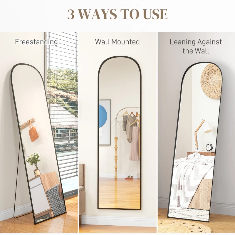 HOMCOM Lustro stojące całociałowe duże lustro, nowoczesny design, 50 cm x 1,5 cm x 161,5 cm, Czarne