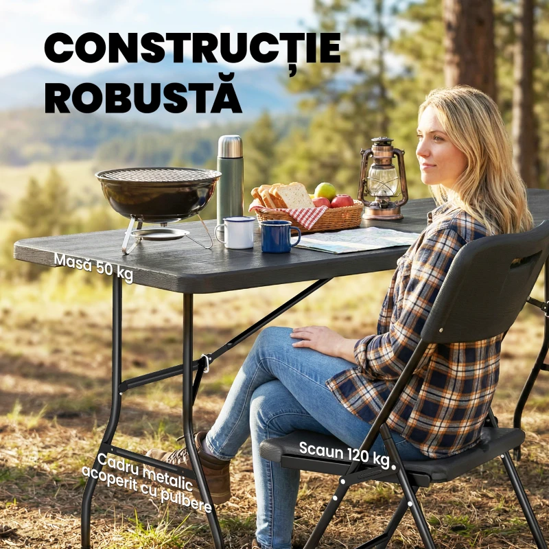 Outsunny măsuțe pentru plajă ușoare mobilier de camping bucătărie plastic pop pliabil pentru banchete