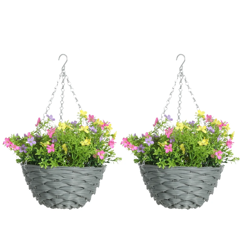 HOMCOM Set of 2 Artificial Hanging Cosmos Flowers - Multi-Colored