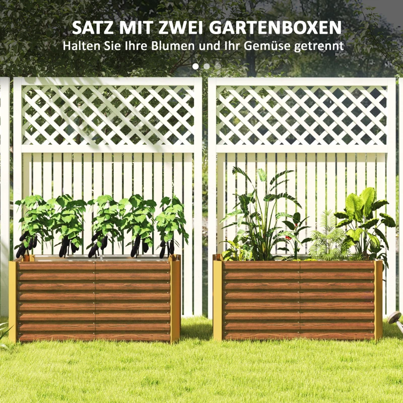 Outsunny Set of 2 raised beds, planting box, extra deep, metal, 120 x 60 x 60 cm Brown