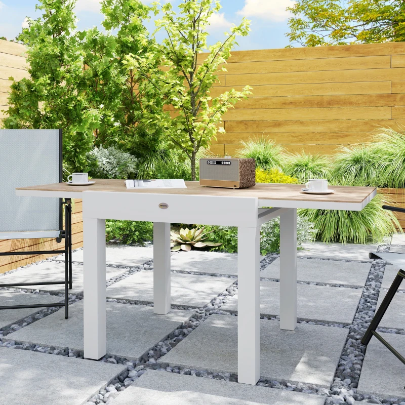 Outsunny Extendable garden dining table for 6 people with rectangular top, aluminum frame, 60x80x75cm
