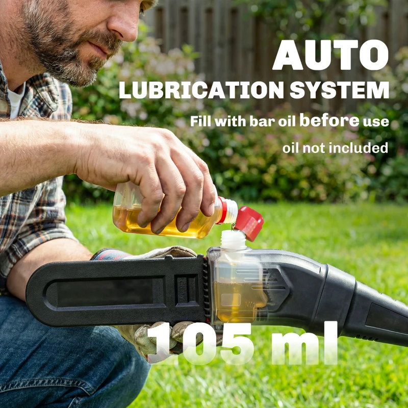 Outsunny 18V 8" Cordless Pole Chainsaw, 1.94m/2.56m Electric Chainsaw with 2 x 4.0Ah Batteries, Charger, Auto Lubrication