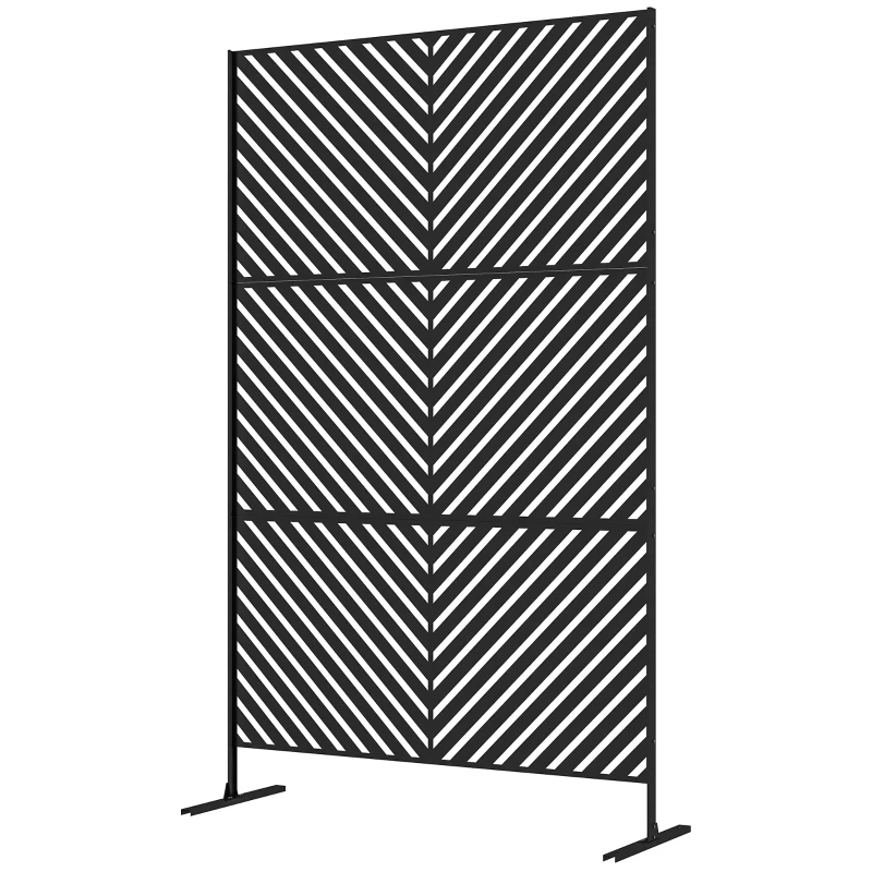Outsunny 6.5FT Decorative Outdoor Divider, Metal Privacy Screen with Stand, Triangle Style, Black