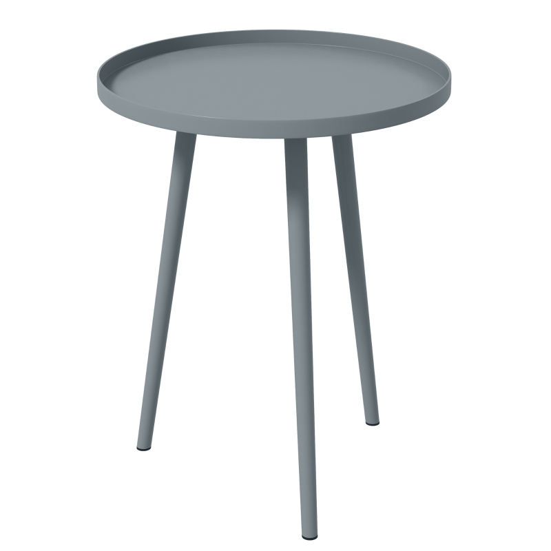 Outsunny Round Garden Coffee Table, Outdoor Side Table with Rounded Steel Edge, Ø40 x 50H cm, Grey