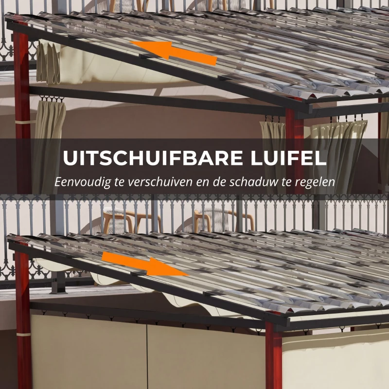 Outsunny Verstelbare Tuinprieel, Weerbestendig, Inclusief Bevestigingsmateriaal, Beige