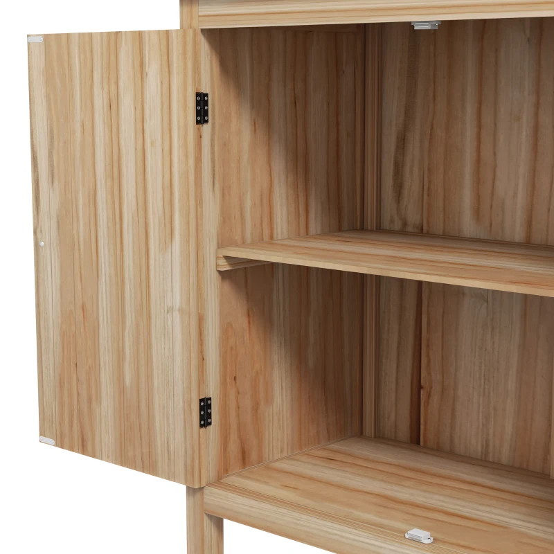 Outsunny Potting bench storage cabinet with 2 shelves, galvanized top, non-slip pads, pine wood