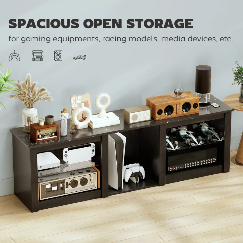 HOMCOM 65" TV Stand, with LED Lights and Storage - Black