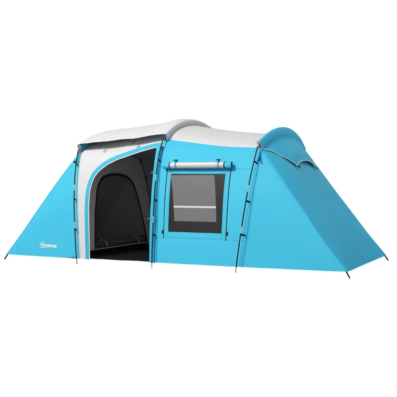 Outsunny Family camping tent 3-4 people 2 bedrooms 4 doors and 4 windows, carrying bag, dims 460L x 220l x 175H cm