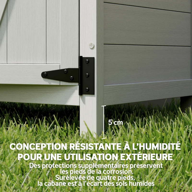 Outsunny Garden shed cabinet 3 shelves 2 doors galvanized waterproof metal roof solid wood 75 x 40 x 90 cm gray