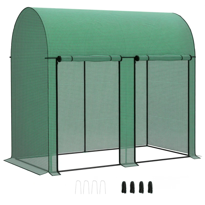 Outsunny 200 x 100cm Walk-In Greenhouse, with Zipped Doors - Green