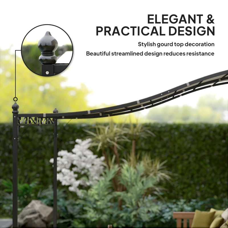 Outsunny Pergola 3 x 2,5 m, montowana do ściany, pawilon ogrodowy z metalową ramą, otwory odprowadzające wodę, zadaszenie przeciwsłoneczne, kremowobiały